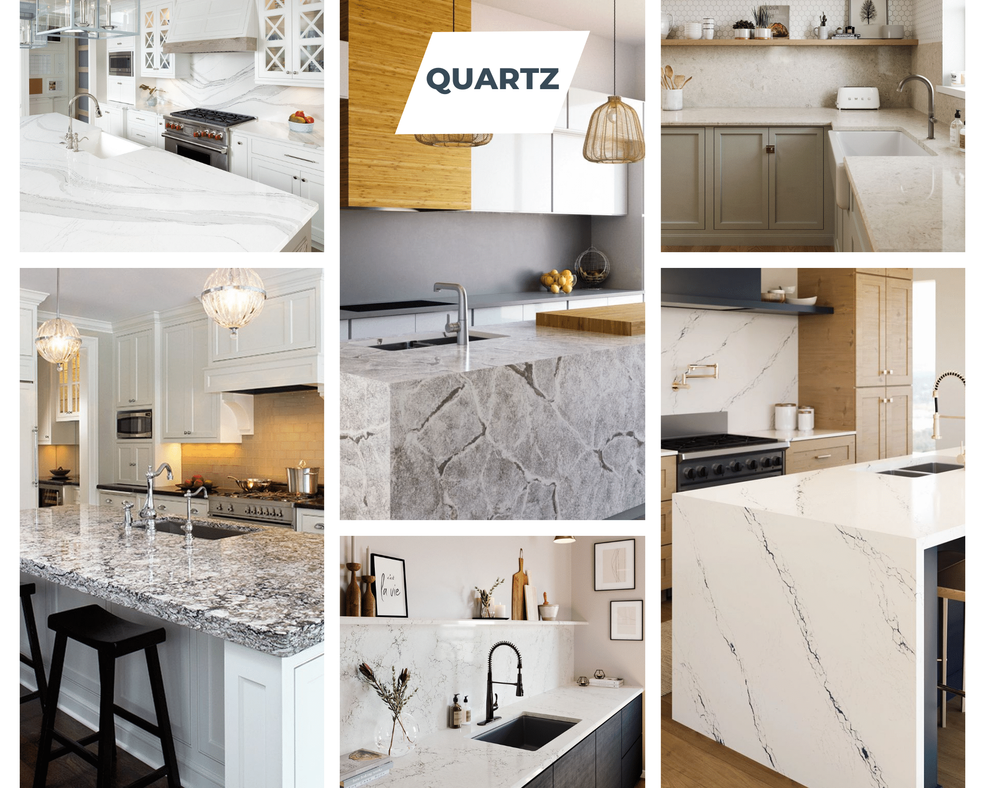 Quartz countertops collage